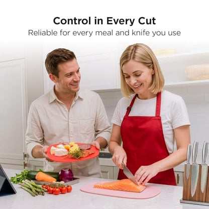 Kitchen Mama DuoEssentials TPU Cutting Board Set, 2 Sizes, Red | Knife Friendly, Non Slip, Dishwasher Safe, Flexible with Juice Groove, Odor Resistant - color: Red
