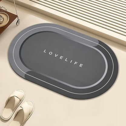 Rubber Bath mats Quick-Drying Non-Slip Bathroom mat Super Absorbent Bath mat Instant Dry Bath mat, Bathroom Rug in Front of The Kitchen Sink, Shower Room, Bathtub, Oval(Dark Grey+16.9x26.7in) - color: Dark Grey, size: 16.9x26.7in