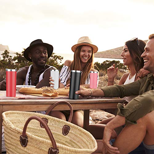HASLE OUTFITTERS 20 oz Skinny Tumblers Bulk Set, Stainless Steel Insulated Slim Tumblers with Lids Travel Water Cups(Stainless Steel, 8) - color: Stainless Steel, size: 20 oz (8 Count)