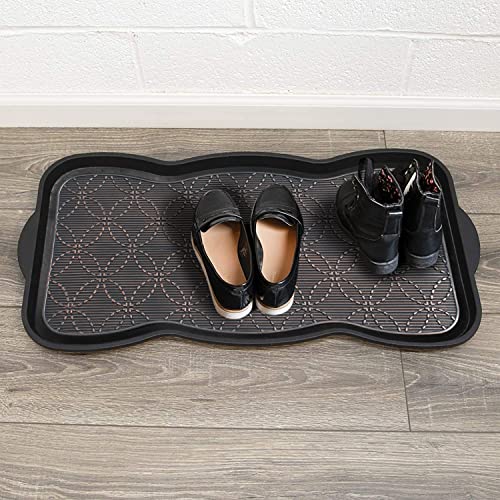 A1 Home Collections Heavy Duty Flexible 16 in. x 31 in. 100% Rubber Boot Mat. Multi-Purpose for Shoes, Garden - Mudroom, Entryway, Garage etc., Black/Copper - style: Geometric Bronze