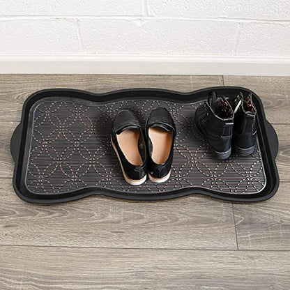 A1 Home Collections Heavy Duty Flexible 16 in. x 31 in. 100% Rubber Boot Mat. Multi-Purpose for Shoes, Garden - Mudroom, Entryway, Garage etc., Black/Copper - style: Geometric Bronze