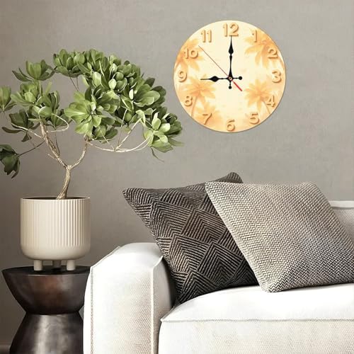 Golden Palms Minimalist Wooden Wall Clock 25cm*25cm