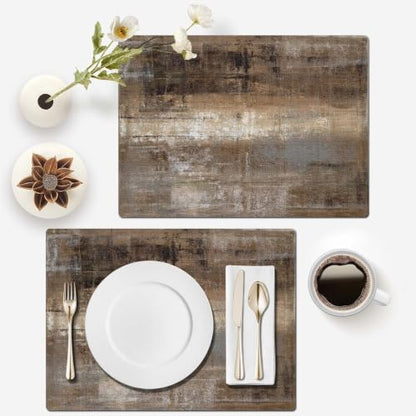 Mcalk Dark Brown Table Runner and Placemats Set of 6 Pieces, Brown Placemat, Cloth Place Mats Indoor for Kitchen, Washable Abstract Placemats Linen Material for Dining Table - color: 01dark Brown