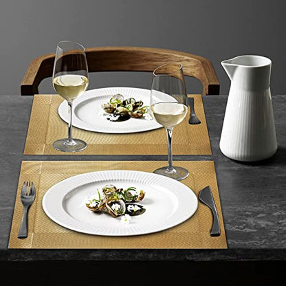 Trophable Placemats Set of 6 Table Placemats Heat Resistant Woven Placemats | Washable PVC Place Mats Woven Vinyl Placemats Non-Slip Stain Resistant Kitchen Table Placemats Easy to Clean