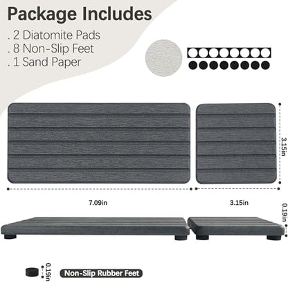 NiuYichee Set of 4 Water Absorbent Diatomite Coasters, Diatomaceous Earth Kitchen Soap Dish, Bathroom Trays, Water Absorbing Stone Used for Hand Soaps & Plants & Toiletries in The Modern Home - color: Set of 4 Dark Grey With Grooves