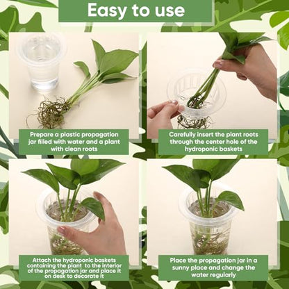 70 Pcs Plastic Plant Propagation Vase for Indoor Decor, 4.25'' | Clear Plastic Vase with Hydroponic Basket, Pet Material, Root Support Design, Easy Water Changes, Home Office Desktop Display - size: 4.25''