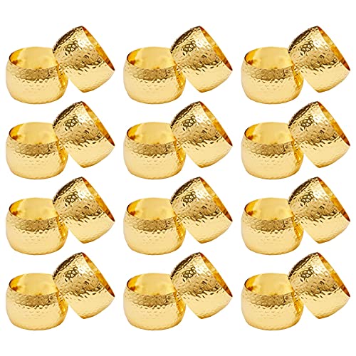 Farmlyn Creek Gold Napkin Rings - Wedding Napkin Rings & Event Decor - Durable Metal Holders - Reusable Cloth Bands - 1.8 x 1.8 in, Zinc Metal, Pack of 12