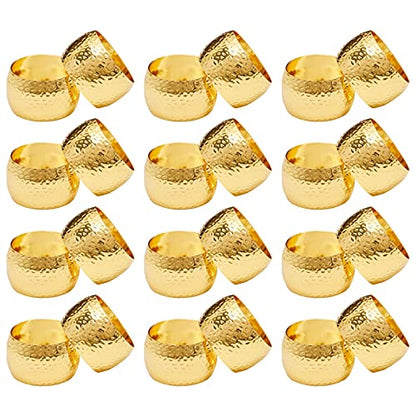 Farmlyn Creek Gold Napkin Rings - Wedding Napkin Rings & Event Decor - Durable Metal Holders - Reusable Cloth Bands - 1.8 x 1.8 in, Zinc Metal, Pack of 12