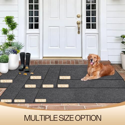 Amyracel Front Door Mat Indoor Outdoor Entrance, 24" x 72" All-Season Waterproof Doormat for Enterway, Heavy Duty Commercial Floor Mat, Fade Resistant, Rubber Back, Low Profile, Easy Clean | Commercial Floor Mat, Non Slip Natural Rubber Doormat, Fade Resi