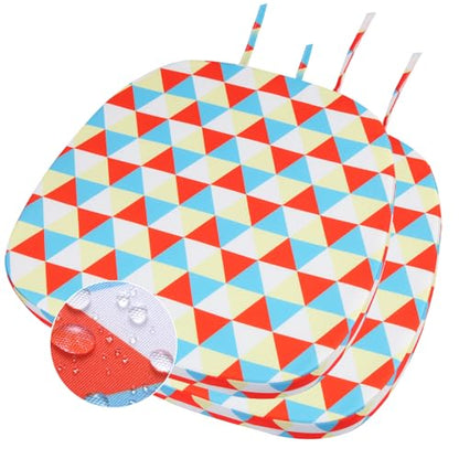 GUEGLSA Outdoor Waterproof Seat Cushions 14x14 inch, Non Slip Metal Chair Pad with Ties, U Shaped Metal Chair Cushion for Kitchen Dining Patio Chair, Set of 2, Mix Diamond - color: Mix Diamond