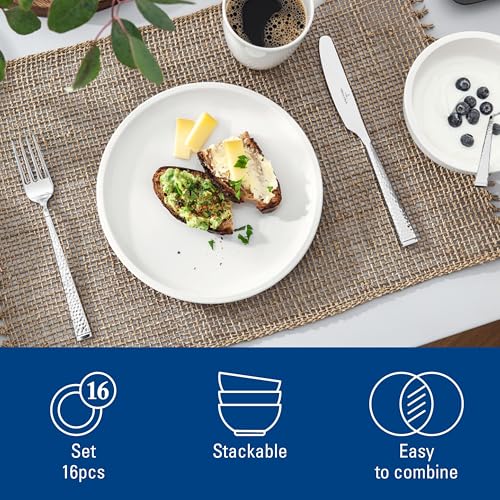 Villeroy & Boch Artesano Original 16 Piece Dinnerware Set, Creamy White | Premium porcelain dinnerware set, made in Germany, dishwasher and microwave safe, a wedding registry set