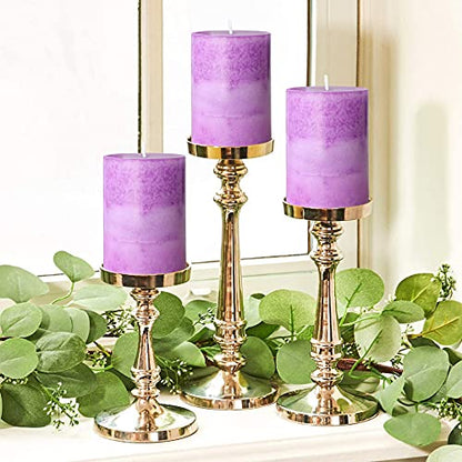 CRYSTAL CLUB Lavender Scented Pillar Candles, Purple Aromatherapy Candles | Clean Burning and Dripless Candle Lights, Tall 3X4 Inch Lavender Fragrance Candles for Home Décor - size: 3"X4", style: Lavender