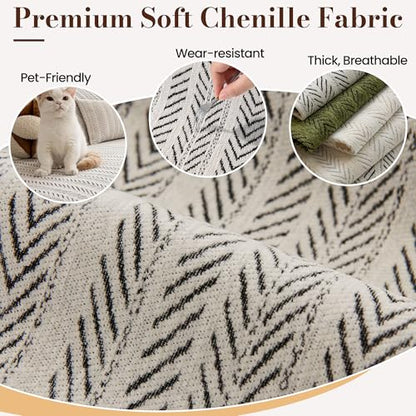 Custom Bay Window Cushions, Window Seat Cushions for Indoor Furniture, Breakfast Nook, Mudroom, Banquette Bench Cushion, Simple and Stylish Herringbone Fabric, Non-Slip & Removable, Pipe Design - color: [Cotton-linen] - Ivory White