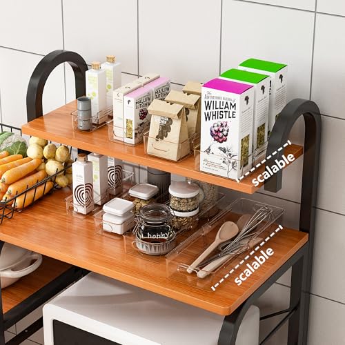BLULEE 4-in-1 Expandable Drawer Organizer Set, Adjustable Clear Bins | with Dividers for Kitchen, Bathroom, Vanity & Office, Scalable Trays for Cosmetics, Utensils & Desk Accessories (8 Pcs) - size: 8 PCS