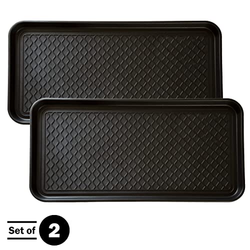 All-Weather Indoor and Outdoor Mat and Boot Tray 2 Pack (Black) by Stalwart