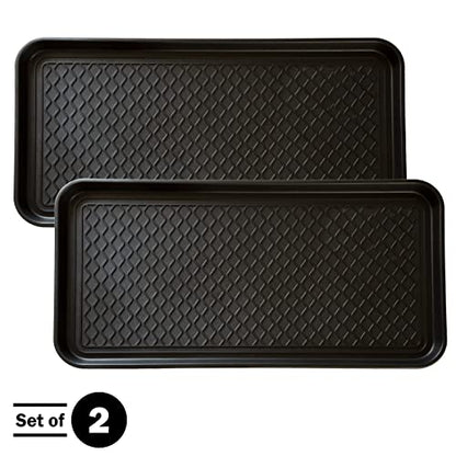 All-Weather Indoor and Outdoor Mat and Boot Tray 2 Pack (Black) by Stalwart