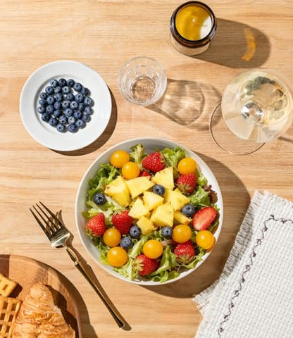 7.5" Ceramic Pasta Bowls Set of 4, Salad Bowls | Versatile Serving Bowls for Pasta, Salad, Fruit & Noodles, Housewarming & Wedding Gift, Reactive White - color: Reactive White, size: 7.5 Inch