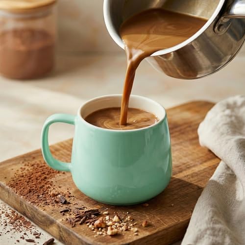 Teocera Coffee Mugs Set of 4-12oz Chip-Resistant Ceramic Cups with Ergonomic Handle | Dishwasher & Microwave Safe Mint Green Mugs | Keeps Beverage Hot, Perfect for Family Kitchen & Holiday Gifts - color: Mint Green