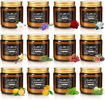 YOROXRG 12 Pcs Scented Candles with Added Natural Essential Oils, 3.05oz, Suitable for Various Festivals, Parties, Yoga, and Home Scene - color: 12 Brown
