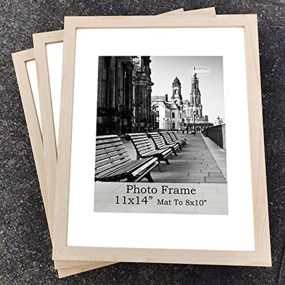 Meetart Picture Frames 11x14 inch Pack of 3 Piece in Plastic Glass MDF Shallow wooden-grain Color Frame, Display Pictures 11x14 8x10, Wall Hanger Vertical and Horizontal. - size: 11x14 3 Pack