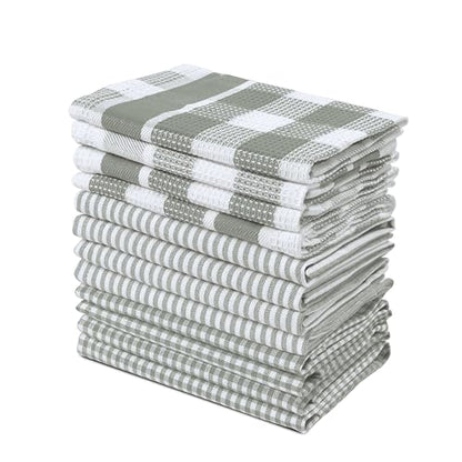 LANE LINEN 100% Cotton Kitchen Dish Cloths, Ultra Soft Absorbent Quick Drying Dish Towels, Multiweave Wash Cloths Dish Towel Sets, 12x12 Inches, 12 Pack - Grey - color: 03: Grey, size: 12"x12" - 12 Pack