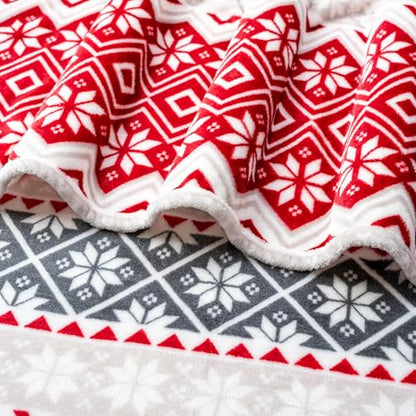 PAVILIA Christmas Throw Blanket | Holiday Christmas Red Fleece Blanket | Soft, Plush, Warm Winter Cabin Throw, 60x80 (Red Snowflakes) - color: Holiday - Snowflakes, size: 60 X 80 Inches - Twin