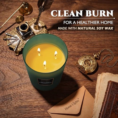 HomeLights Scented Candles - Large Jar Aromatherapy, Natural Soy Wax, 130 Hour Long Burning, Wild Mint & Eucalyptus - color: Wild Mint & Eucalyptus