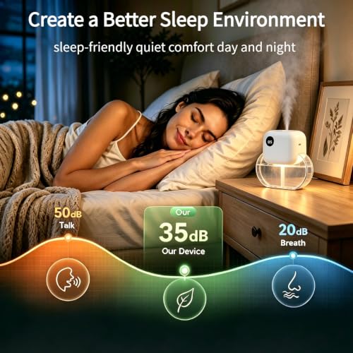 Aroma Diffuser with 170ML Essential Oil Set for Home,White Tea | Aromatherapy Diffuser with 6 Adjustable Mist Modes, 90 Days Long-Lasting Runtime, Ultra Quiet 35dB Operation, 7-Color Light - color: White