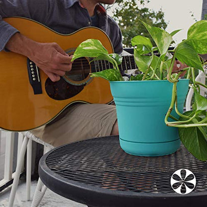 Bloem 814174023082 Saturn Planter with Saucer, 5", Calypso (SP0527), 5" - color: Calypso, size: 5"