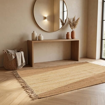 Jute Rug 3x5 Natural Fiber Braided Rugs Farmhouse Area Rug Woven Reversible Living Room Bedroom Carpet, Pure Plant Fiber Entry Rug, Indoor Accent Floor Mat, 36x60 Inch - size: 3' x 5' (Rectangular)