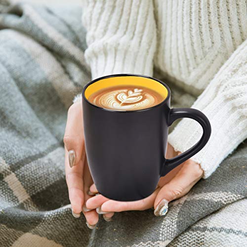 Lifecapido Set of 6 Modern Black Ceramic Coffee Mugs, 16 Ounce Capacity, Perfect for Home Use