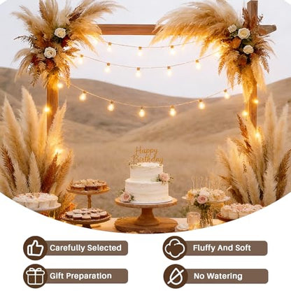 12 Stems 46" Tall Pampas Grass Decor Extra Fluffy Natural Dried Flowers | for Floor Vase Large Dried Pampas Grass, for Home Living Room, Boho Wedding Decor, Modern Farmhouse Floral Arrangements