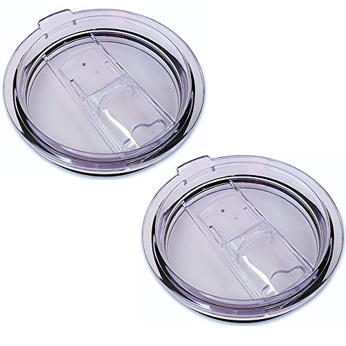 2 Replacement Lids for 20oz Stainless Steel Tumbler Travel Cup - Fits OF 3.2 INCH Yeti Rambler RTIC and others- Sliding(Transparent) - color: Transparent