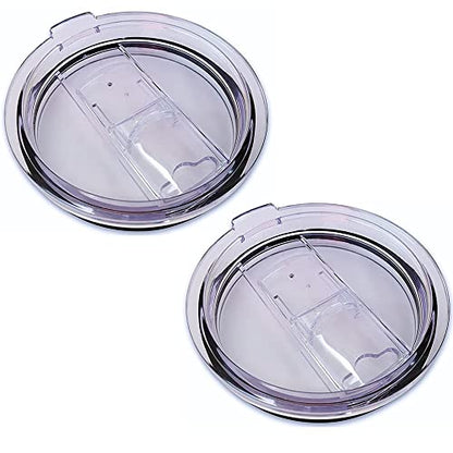 2 Replacement Lids for 20oz Stainless Steel Tumbler Travel Cup - Fits OF 3.2 INCH Yeti Rambler RTIC and others- Sliding(Transparent) - color: Transparent