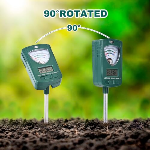 7-in-1 Soil Tester for Soil Moisture pH Fertility Light Intensity, Soil Temp, Air Temp & Humidity, with Pointer and LCD Display.for Garden, Farm, Lawn, Indoor/Outdoor Plant Monitoring.