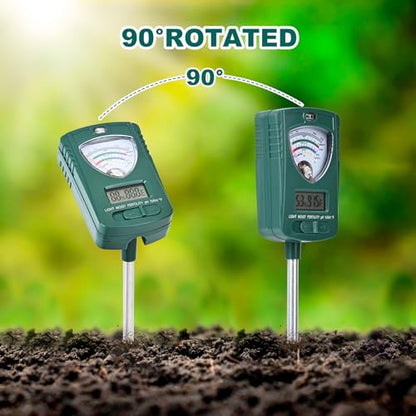 7-in-1 Soil Tester for Soil Moisture pH Fertility Light Intensity, Soil Temp, Air Temp & Humidity, with Pointer and LCD Display.for Garden, Farm, Lawn, Indoor/Outdoor Plant Monitoring.