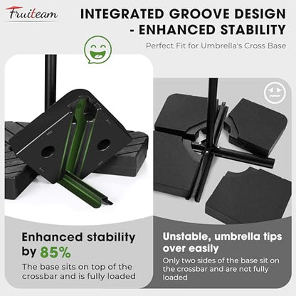 FRUITEAM Patio Offset Umbrella Base Stand, 180 LBS Sand Filled Outdoor Base Heavy-Duty for Cantilever Umbrellas, Large Easy-Fill Spouts for Water & Sand Filling - color: Black