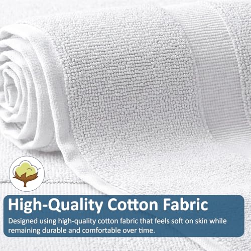 Rajlinen Cotton Bath Mat 2 Pack 23x36-100% Cotton 500 GSM Highly Absorbent Hotel Spa Bathroom Floor Mats, Aesthetic White Bath Mat Towels, Machine Washable Shower/Bathtub Rugs - color: White