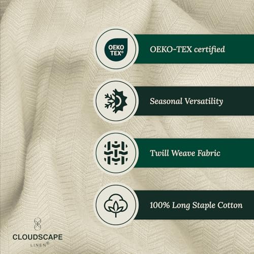 CSL Cotton Herringbone Throw Blanket, Cooling Summer Blankets, 50"x70", Fog - color: 06. Fog, size: Throw (50" x 70")