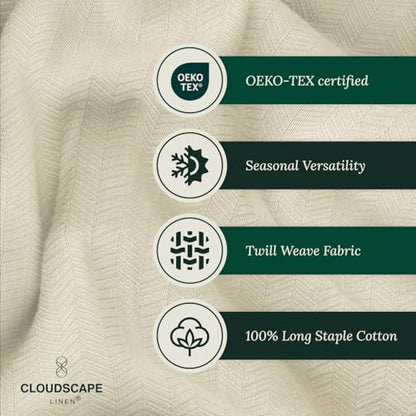 CSL Cotton Herringbone Throw Blanket, Cooling Summer Blankets, 50"x70", Fog - color: 06. Fog, size: Throw (50" x 70")