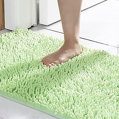 Chenille Bathroom Rugs Mat 24 x 17, Extra Soft Non Slip Water Absorbent Bath Rug, Quick Dry Machine Washable Shaggy Shower Mat, Bath Mat for Bathroom Floor, Home Decor Accessories - color: Mint Green, size: 1'4" x 2' (Rectangular)