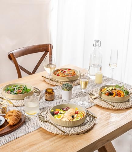 7.5" Ceramic Pasta Bowls Set of 4, Salad Bowls | Versatile Serving Bowls for Pasta, Salad, Fruit & Noodles, Housewarming & Wedding Gift, Cappuccino - color: Cappuccino, size: 7.5 Inch
