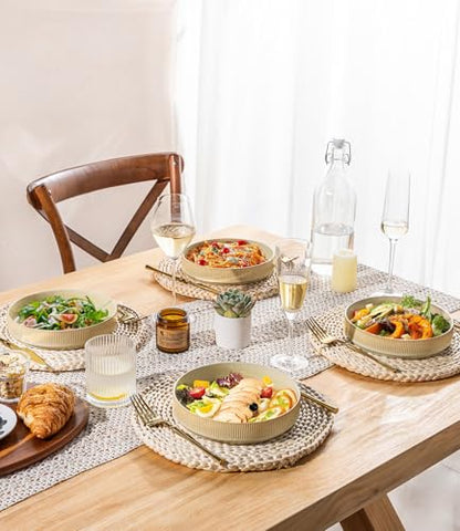 7.5" Ceramic Pasta Bowls Set of 4, Salad Bowls | Versatile Serving Bowls for Pasta, Salad, Fruit & Noodles, Housewarming & Wedding Gift, Cappuccino - color: Cappuccino, size: 7.5 Inch