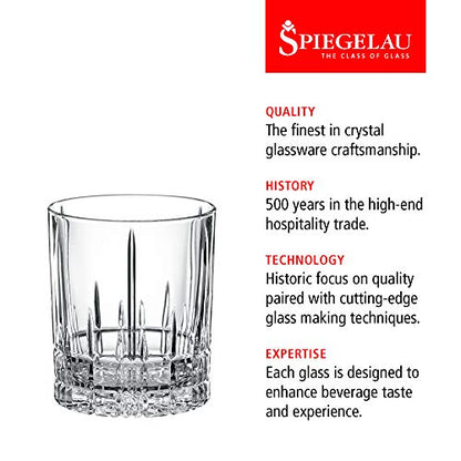 Spiegelau Perfect Serve Double Old Fashioned Glasses Set of 4 – Heavy Base Crystal Whiskey Glasses for Scotch, Bourbon & Cocktails – Lead-Free Crystal Tumbler Set - style: D.O.F.