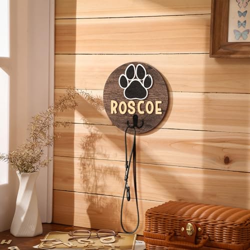Kathfly Dog Leash Holder for Wall Pet Harness Hanger with 52 Letters | Dog Leash Hangers Cat Collar Organizer for Entryway, Pet Loss DIY Gifts, Pet Keepsake Home Decor