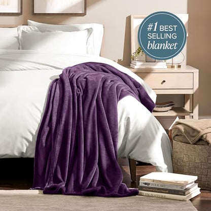 Bare Home Fleece Blanket Luxury Microplush (Full/Queen, Plum) | Ultra-Soft Lightweight Blanket for Bed, Sofa, and Couch, Cozy & Warm Blanket - color: 16 - Plum, size: Full/Queen