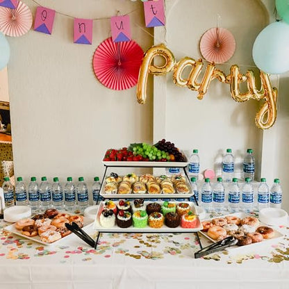 Czlizdyt Extra Large 3 Tier Serving Tray Set, 24x22x9.7 inch Cupcake Fruit Cookie Dessert Table Display Stands Melamine Tiered Platters Food Trays for Party Buffet Entertaining, White