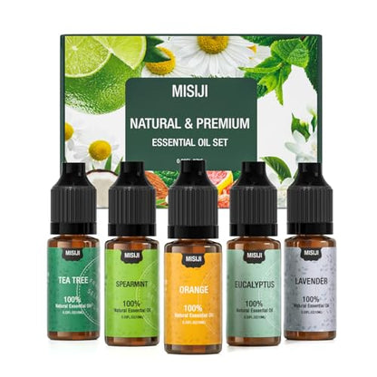 Essential Oils for Diffuser for Home, Top 5 Aromatherapy Oils,Candle&Soap Making,10ml（Orange, Lavender, Peppermint, Eucalyptus, Tea Tree） - color: White