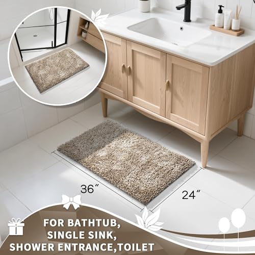 Yimobra Non-Slip Extra Thick Chenille Bath Mats, Soft Absorbent Machine Washable Quick Dry Rugs for Bathroom Tub and Shower