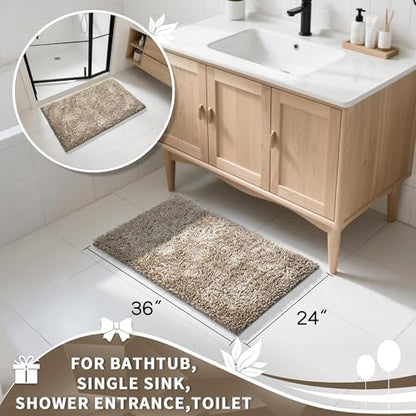 Yimobra Non-Slip Extra Thick Chenille Bath Mats, Soft Absorbent Machine Washable Quick Dry Rugs for Bathroom Tub and Shower